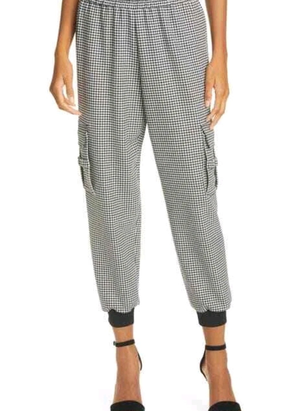 Alice + Olivia Black and White Houndstooth Cargo Joggers - Picture 2 of 10